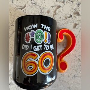 60 Celebration Black Mug with Colorful Text and Handle